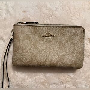 Coach Beige Wristlet Clutch